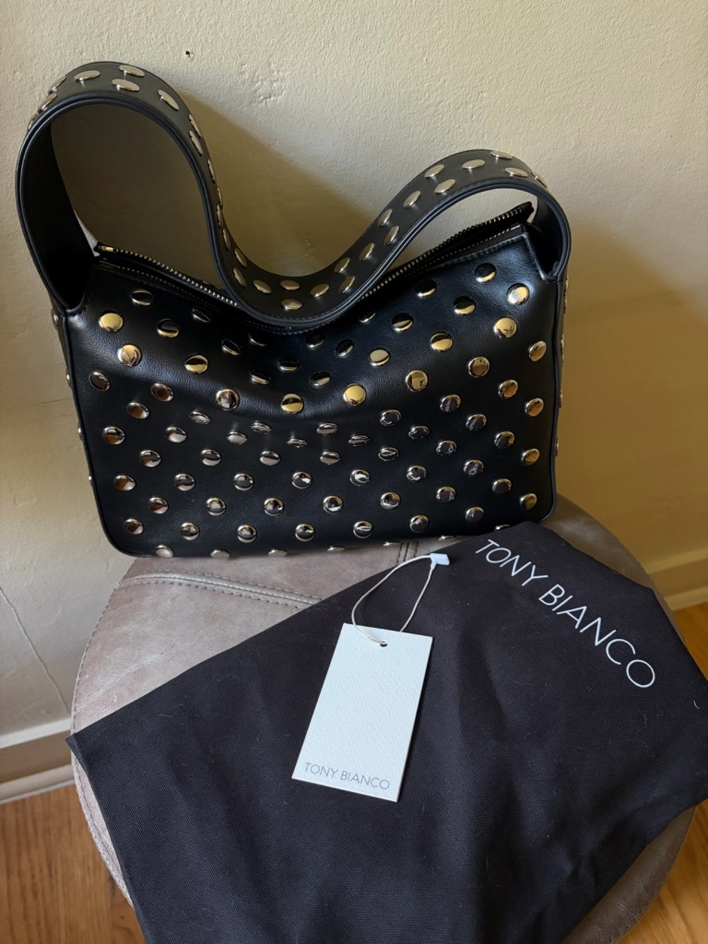 Tony Bianco Black Shoulder Bag with Silver Studs